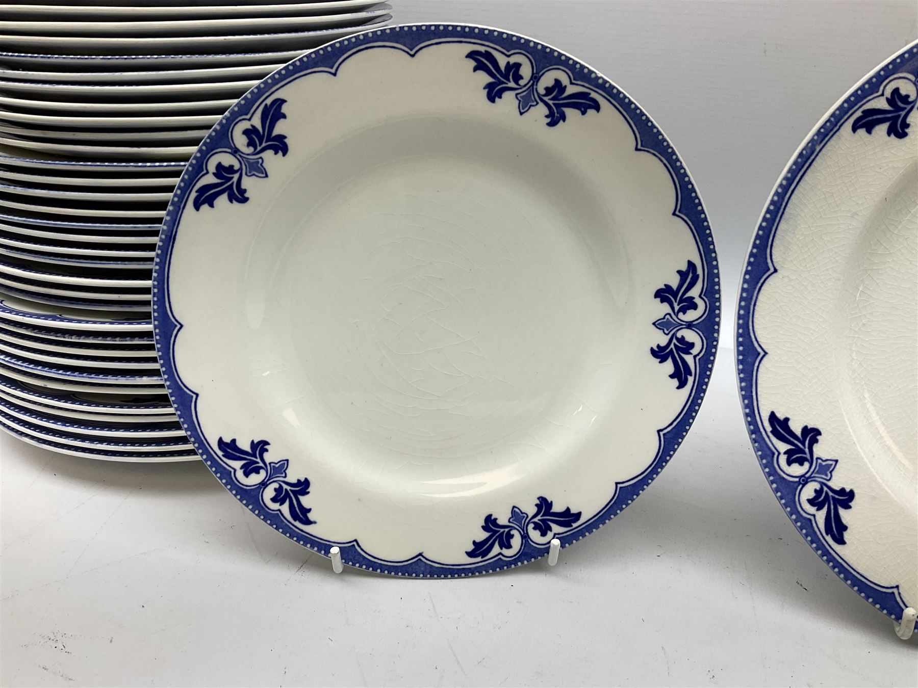 Burgess and Leigh Middleport pottery dinner wares decorated in the ‘Milford’ pattern, to include lidded tureens, graduated meat plates, dinner plates etc 