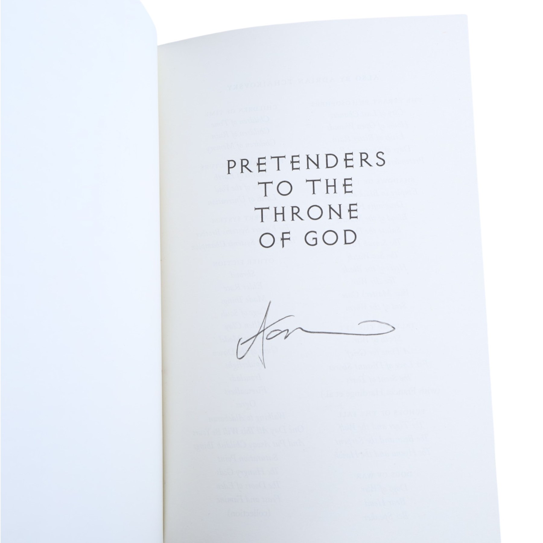 Five Adrian Tchaikovsky signed first edition novels, to include 'Children of Time' trilogy, 'Pretenders to the Throne of God' and 'Terrible Worlds - Destinations'