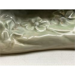 Lladro figure, Poetry of Love, modelled as a boy seated reading from a book next to a girl on garden bench with a dog at her feet, sculpted by Regino Torrijos, with original box, no 5442, year issued 1987, year retired 1998, H22cm