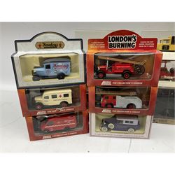 Various makers - twenty-six modern die-cast models including seven Lledo London's Burning; eight Solido Age D'Or in hard plastic display cases; Corgi; Atlas etc; all boxed/blister packed (26)
