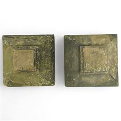 Pair of late 19th century sandstone finials, of square tapering form with with chamfered edges and on a plinth base