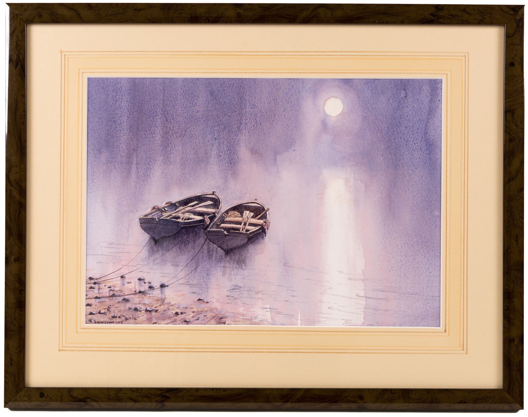 John Edwin Wigston (British 1939-): 'No 18 Dawn' 'No 19 Sunday Morning' 'No 20 Moonlight' and 'No 21 Storm', set of four watercolours signed and dated 2013, titled on label verso all 24cm x 35cm (4)