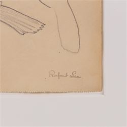 Attrib. Nina Hamnett (Welsh 1890-1956): Reclining Nude, ink on paper 17.5cm x 39cm; Rupert Lee (British 1887-1959): Bird Study, pencil on paper signed, unglazed. The Court Gallery label verso 12cm x 20cm (2)