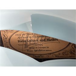 Italia Mondial electric guitar in blue with independent pick-ups, serial no.150066 L100cm; in original Italia carrying case 