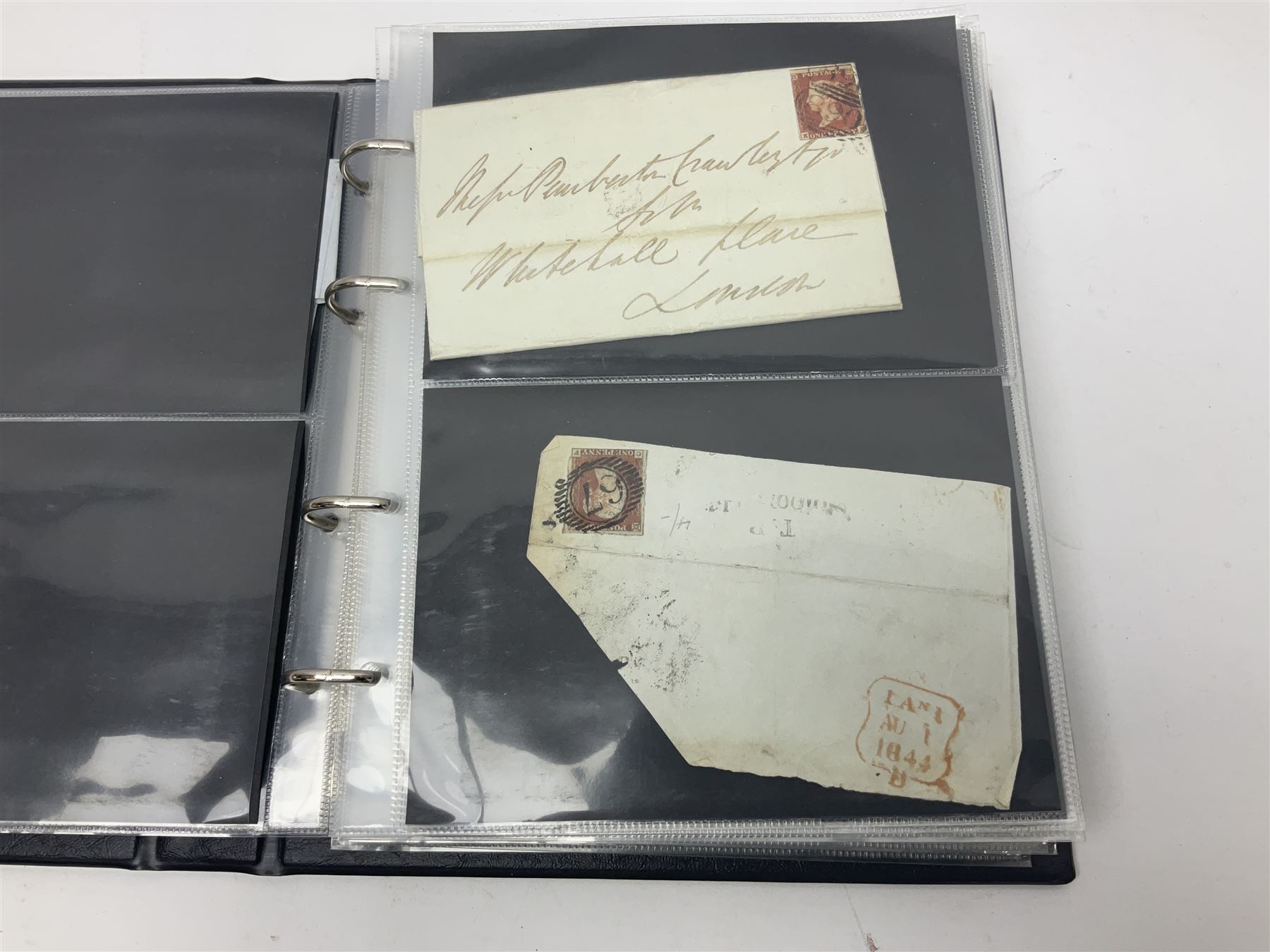 Postal history, including imperf penny reds on covers or entires, mourning cover, Cape of Good Hope overprinted postal stationary, pre-stamp items etc, housed in a ring binder folder