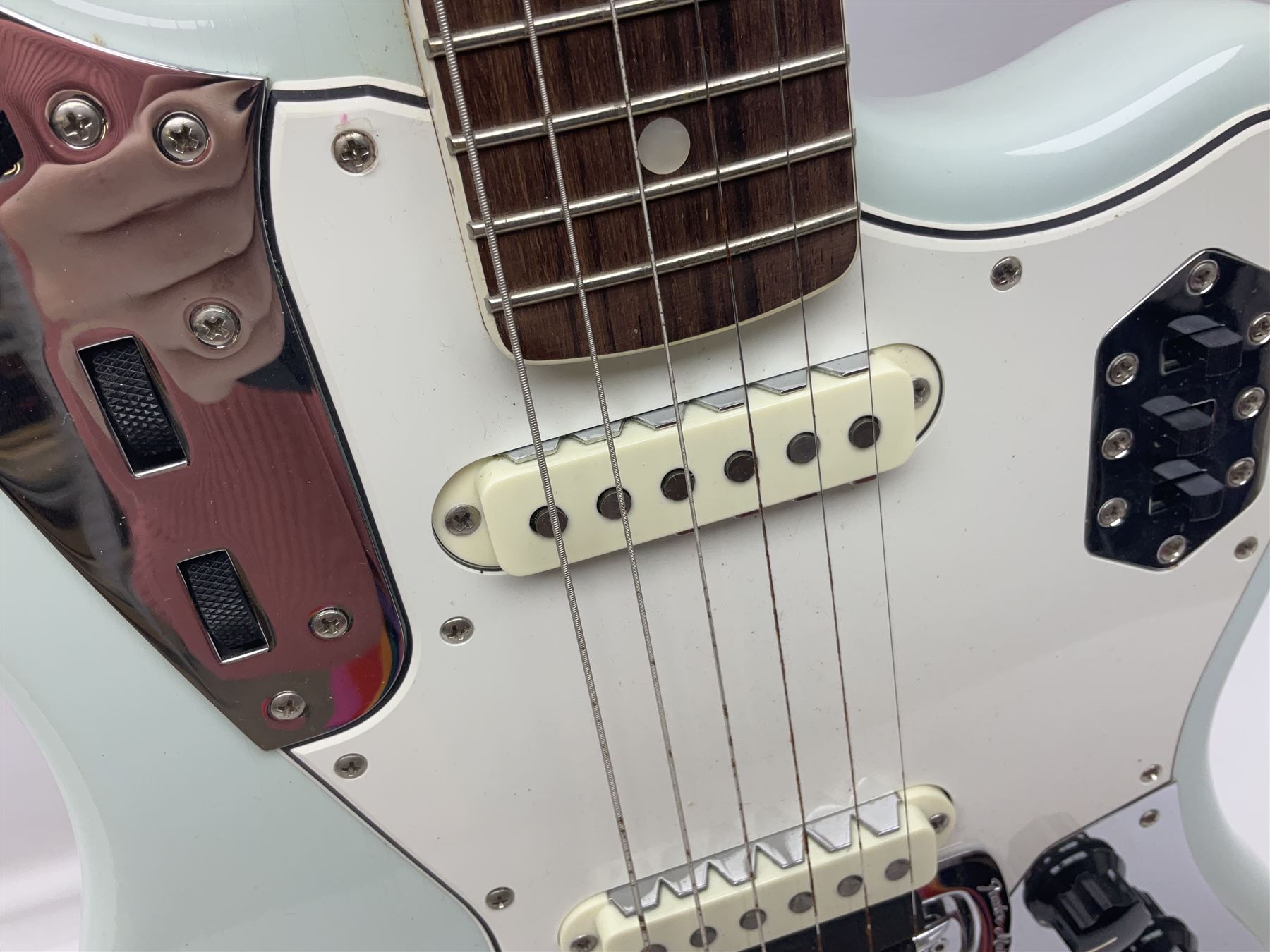 Fender Jaguar electric guitar, American Custom Shop vintage re-issue, probably in seafoam green, with tremolo arm, serial no.V1317106, L101cm; in American G&G Fender fitted hard case with paperwork