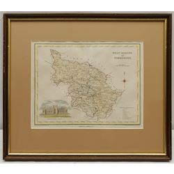 Late 19th century hand coloured map of the West Riding of Yorkshire