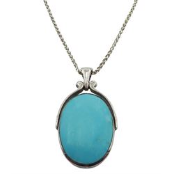 Silver Blue John and turquoise oval swivel pendant, hallmarked 