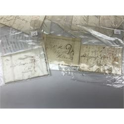 Postal history, including pre stamp covers and letter, various 'On Her Majesty's Service' covers, envelopes with 'Buckingham Palace' postal stamp etc