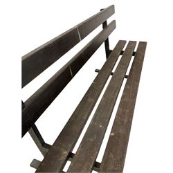 Hardwood garden bench, the slat back and seat supported by steel frame  - THIS LOT IS TO BE COLLECTED BY APPOINTMENT FROM DUGGLEBY STORAGE, GREAT HILL, EASTFIELD, SCARBOROUGH, YO11 3TX