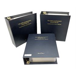 Three albums of 'The 50th Anniversary World War II Commemorative Covers Collection', housed in the official Danbury Mint folders