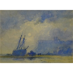  English School (19th century): Moonlight Whitby, watercolour unsigned 13cm x 18cm  