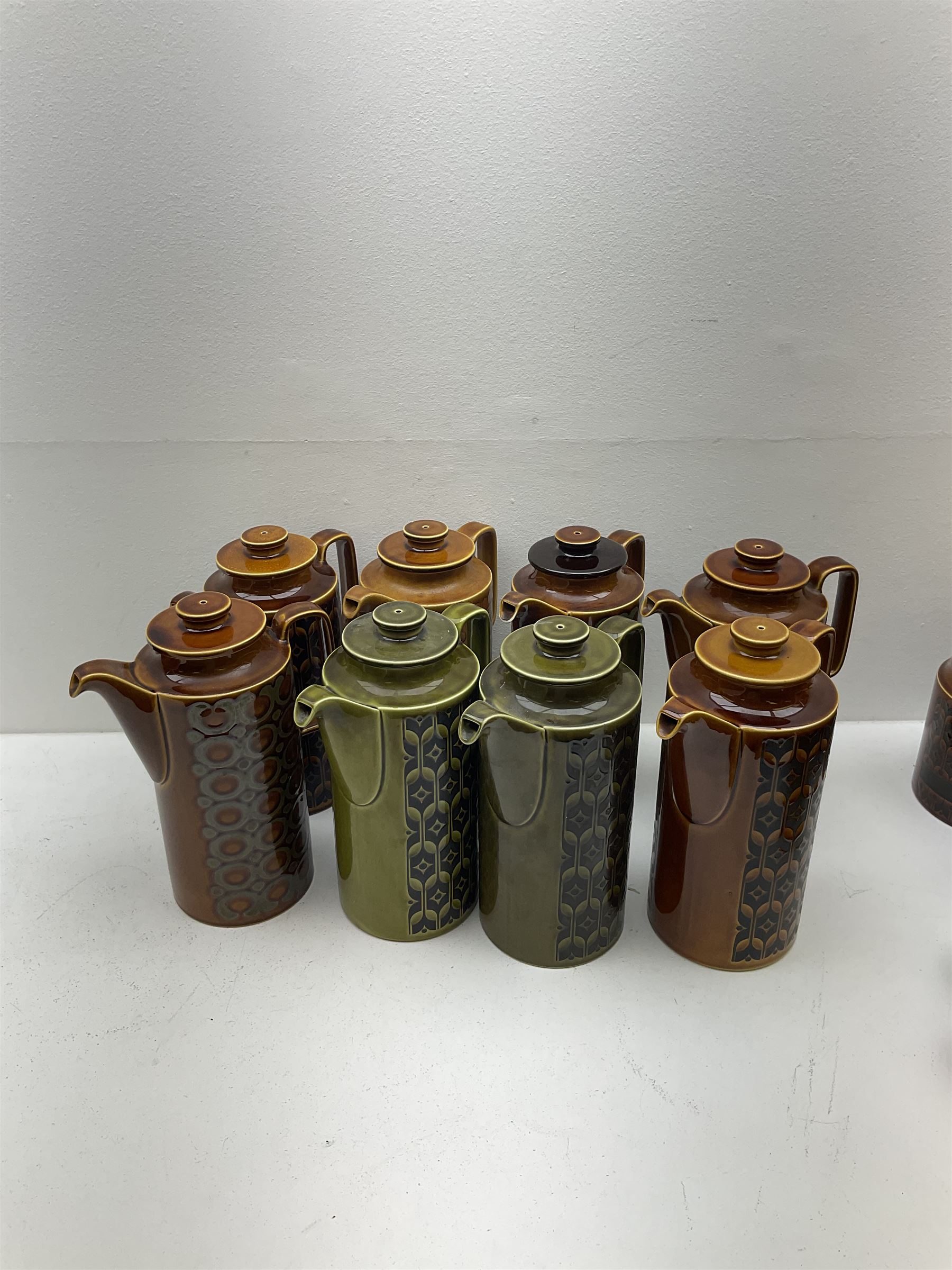 Collection of Hornsea Heirloom pottery, including storage jars, jugs and nine coffee pots