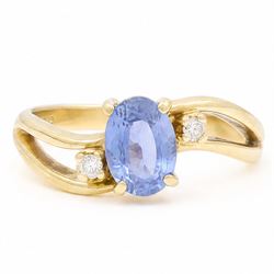 18ct gold sapphire and diamond three stone crossover ring, single oval cut sapphire of app...