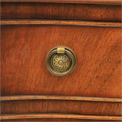Reprodux - 20th century mahogany narrow serpentine chest, with six graduating drawers, later fitted with dividers, raised on bracket feet