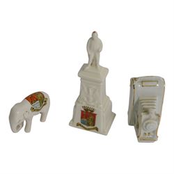 Scarborough Crested Ware including, tanks, a grenade, plane, canon, Scarborough castle, lobster pot, camera etc   