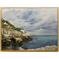 Gemma Watson (British Contemporary): Lady Palmer's Cottage Runswick Bay, acrylic on canvas signed, titled with artist's Studio Card verso 66cm x 101cm 