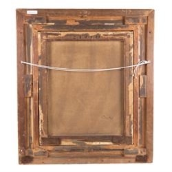 Francesco Vinea (Italian 1845-1902): 'The Lost Game' - A Tavern Scene with Merrymakers, oil on canvas signed 60cm x 50cm 