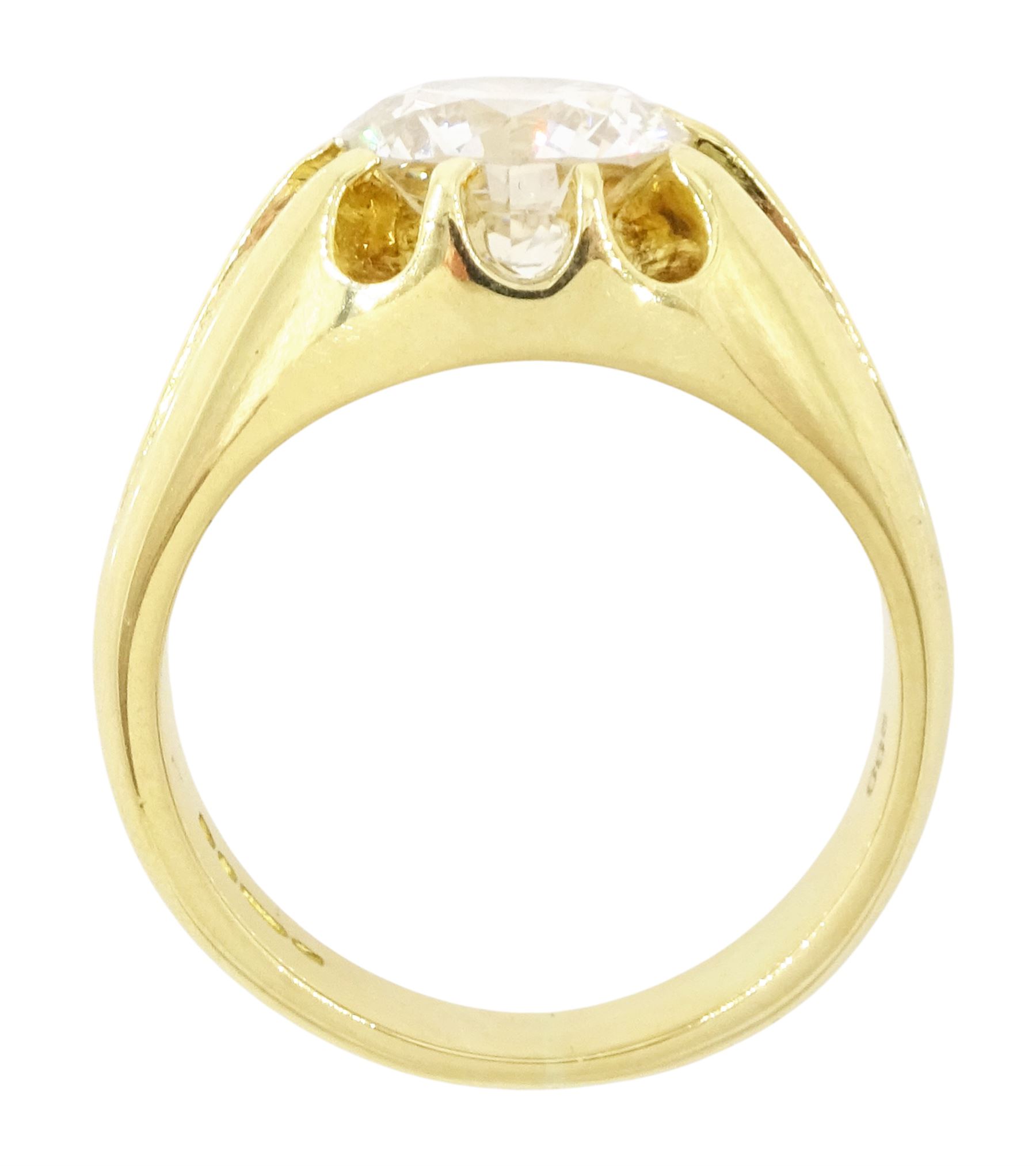 18ct gold diamond ring, ten claw set with a single round brilliant cut diamond of approx 2.75 carat, London 1976
