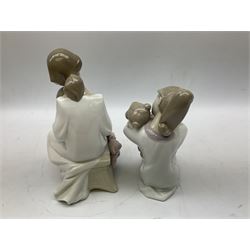 Collection of Nao figures, to include 'Moment with Mummy' no.1429, 'Stories with Grandma' no.1512, 'A Hug of Love' no.1467, together with fourteen further Nao figures and a Cascades clown figure