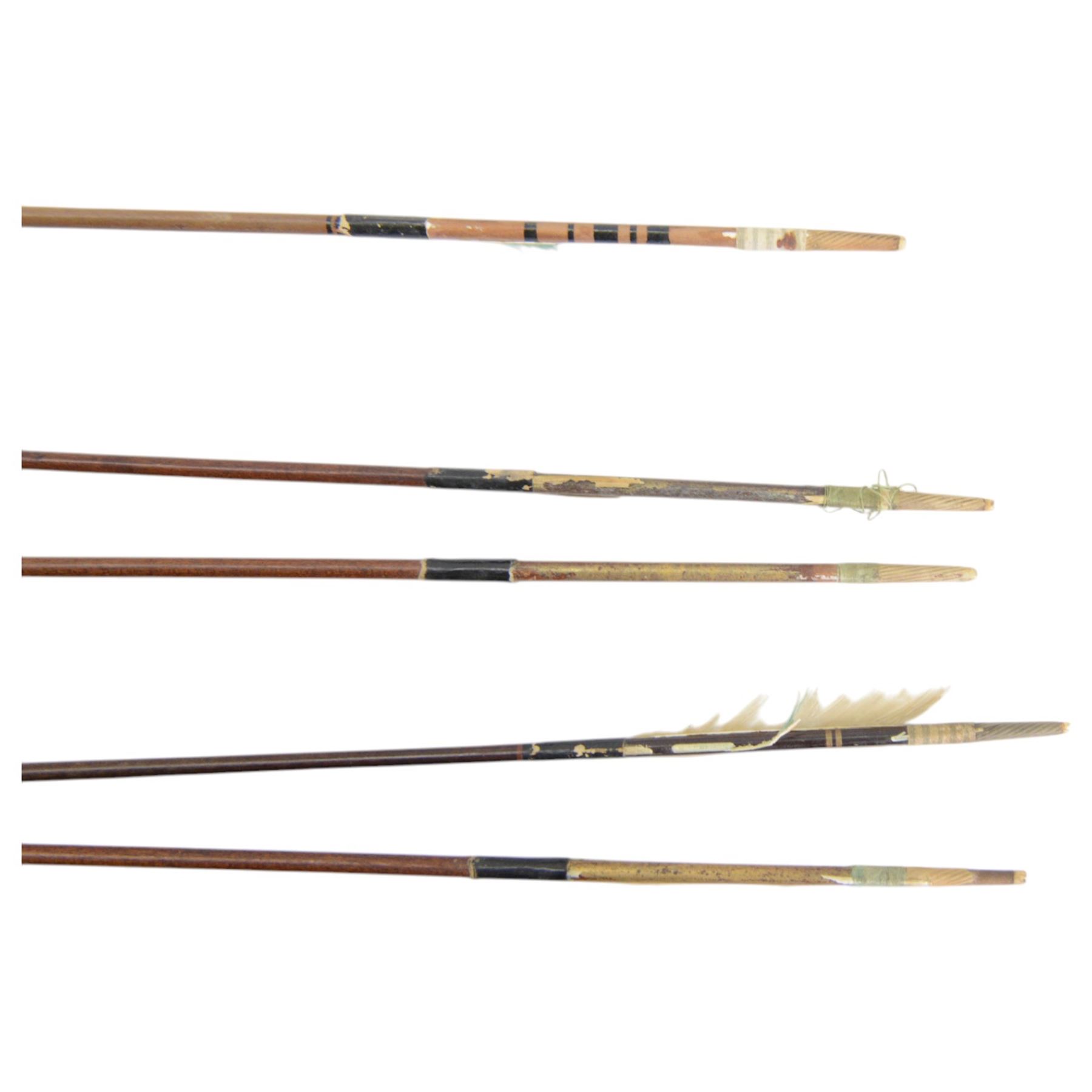 Japanese palanquin arrows, five arrows with blunt metal ends, L28cm 
