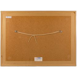 Four Formula 1 racing prints by Nik Curry, including a signed limited edition example, all within silver frames, H38cm, W59cm