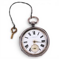 Silver cased B. Leefe & Sons pocket watch, together with a nicket goliath pocket watch within silver mounted case