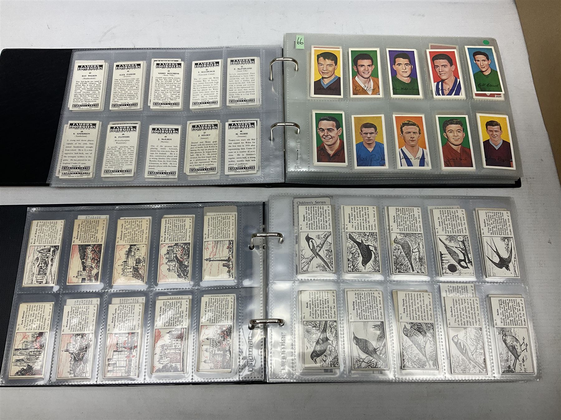 Quantity of trade cards, housed in ring binder albums and loose, including Twinnings, Lyons, PG Tips, Hornimans, Ty-Phoo etc and various unused official paper albums, in two boxes