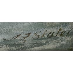 John Falconar Slater (British 1857-1937): North Sea Coastal scene, watercolour and gouache signed 66cm x 100cm 