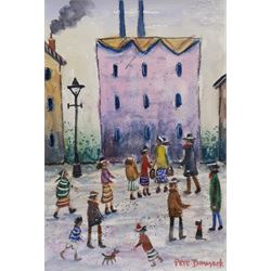 Pete Dimmock (Northern British Contemporary): 'Street People Dog Industrial Kids', watercolour signed 27cm x 18cm
