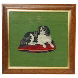  Pair of Victorian needlework pictures of cat and dog 40cm x 41cm and two other needlework pictures (4)