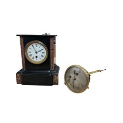 Marble mantle clock and one other movement, clock H24cm
