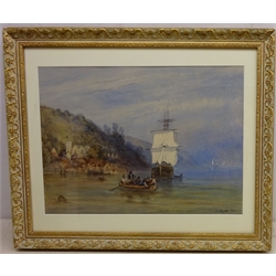  Rowing into Shore, watercolour signed and dated 1921 by Abraham Hulk Jnr (British 1851-1922) 32cm x 44cm  