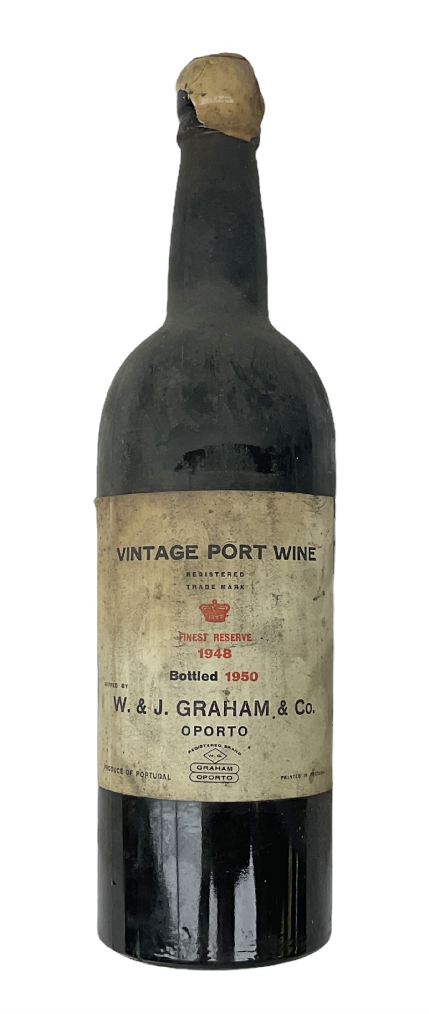 W & J Graham 1948 vintage port, bottled 1950, unknown contents and proof 