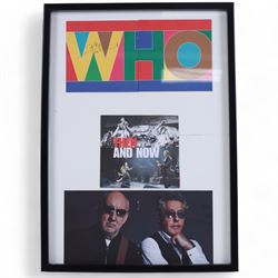 The WHO 'Then & Now' framed album insert, signed by Roger Daltrey and Pete Townshend, frame H44cm