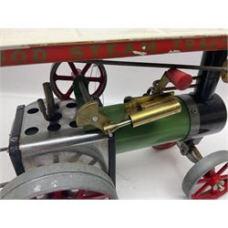 Mamod TE1A live steam traction engine with burner, scuttle and steering rod; boxed