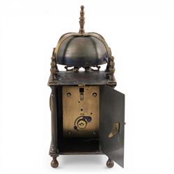 20th century brass lantern clock, the mechanism marked Empire, with key, H26cm