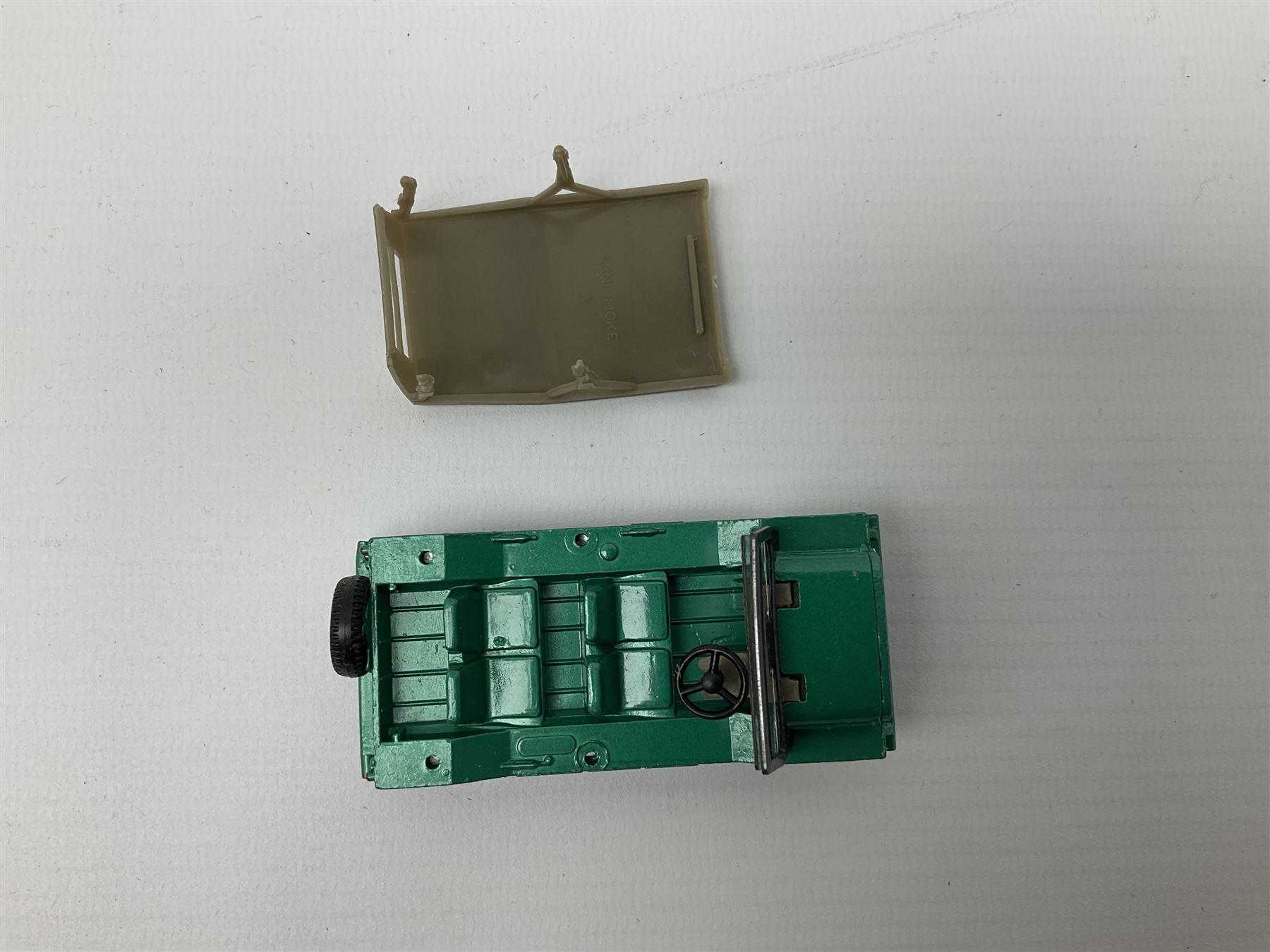 Dinky - Mercedes Benz Racing Car RN 36, No.237; Motorway Police Car No.269; Austin Mini-Moke No.342; Beechcraft S 35 Bonanza Aircraft with two pieces of luggage No.710; all boxed: and Rolls Royce Phantom V Limousine No.152; box base only with no cover (5)