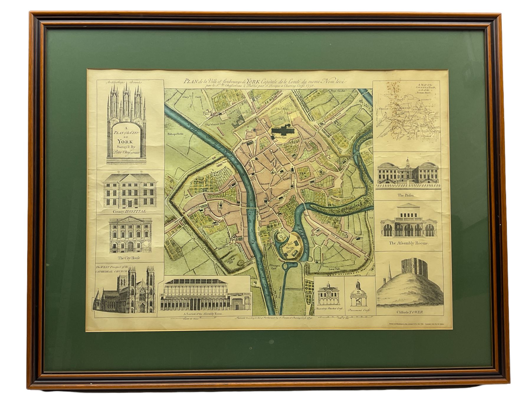 Charles Smith (British 1800-1852): 'A New Map of Yorkshire Divided into Ridings &c', engraved map with hand colouring pub.1818 together with map of plan of city of York max 49cm x 68cm (2) 
