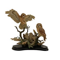 Country Artists 'The Owl's Oak' large figure group by Keith Sherwin, limited edition 53/99, with impressed marks, on wood base