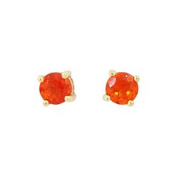 Pair of 9ct gold fire opal stud earrings, stamped 375