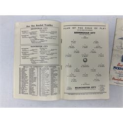 Three F.A. Cup Final programmes at Wembley - 1952 Arsenal v Newcastle United played on May 3rd; 1953 Blackpool v Bolton Wanderers on May 2nd, the famous Stanley Matthews final, who scored a match winning hat-trick; and 1956 Birmingham City v Manchester City on May 5th, the famous Bert Trautmann final where he carried on playing with a broken neck (3)