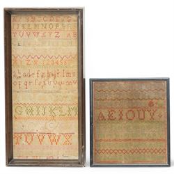 George IV alphabet sampler by Elizabeth P- aged 9, dated 1826, and another by Mary Hutchin...