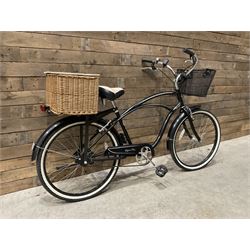 Alpha Plus Surge 26'' bicycle, black, with front and rear baskets