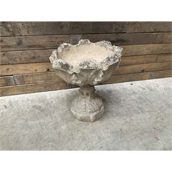 Collection of 9 decorative stone garden objects including sun dial small troughs mill stone and more,