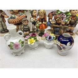 Beswick bird figure, no 929, a collection of Goebel Hummel figures, Royal Albert Old Country Roses planter and other ceramics