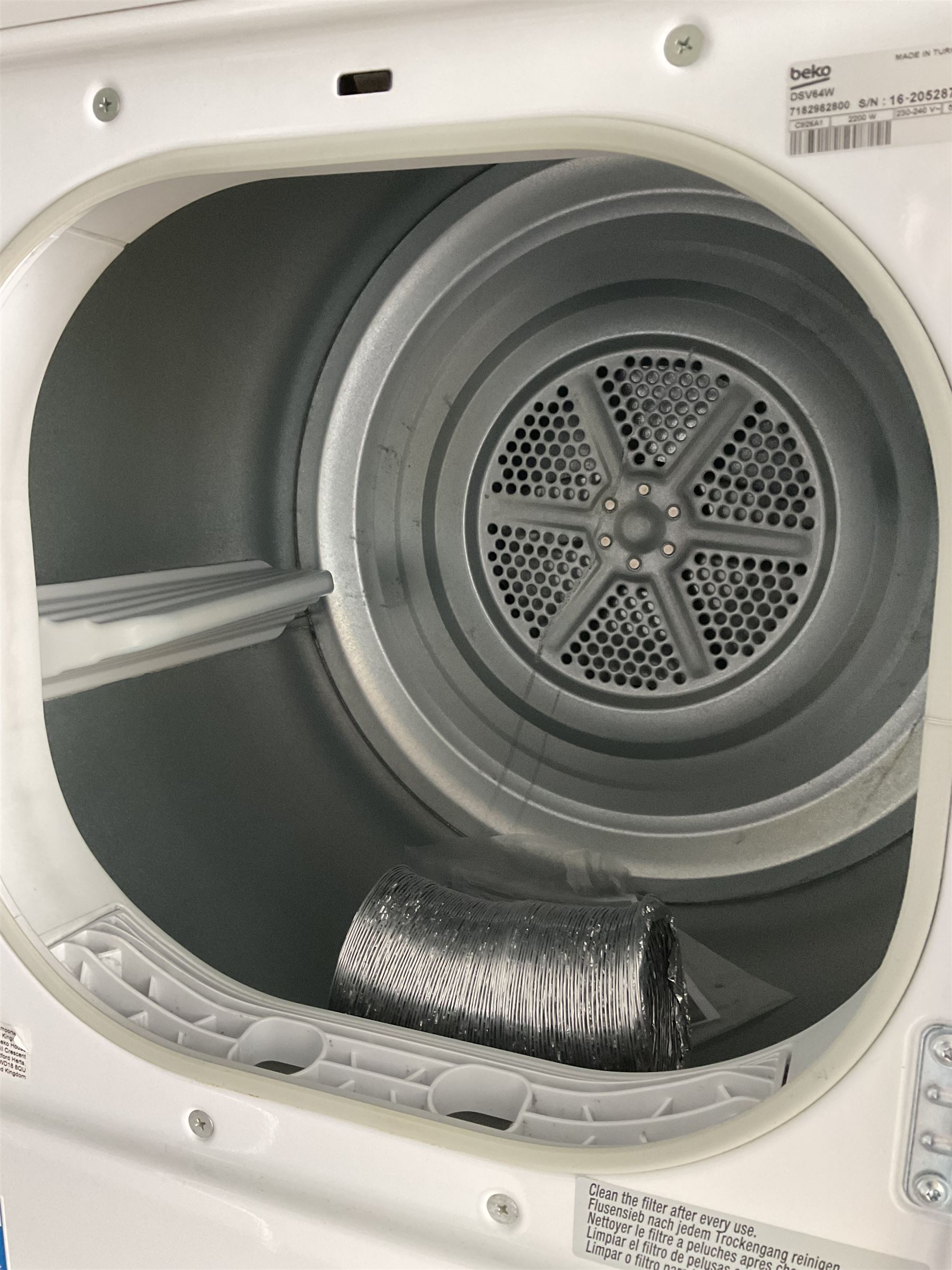 Beko DSV64W 6kg vented tumble dryer - THIS LOT IS TO BE COLLECTED BY APPOINTMENT FROM DUGGLEBY STORAGE, GREAT HILL, EASTFIELD, SCARBOROUGH, YO11 3TX