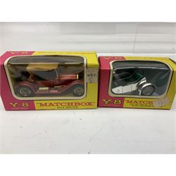 Matchbox Models of Yesteryear - two early models Y7-2 and Y12-1; and eighteen other models Y1-2, Y2-2, Y2-3, two x Y3-2, Y4-3, Y5-3, Y6-3, Y8-2, Y8-3, Y9-2, Y10-3, Y11-2, two x Y12-2, Y13-2, Y14-2 and Y16-2; all boxed (20)