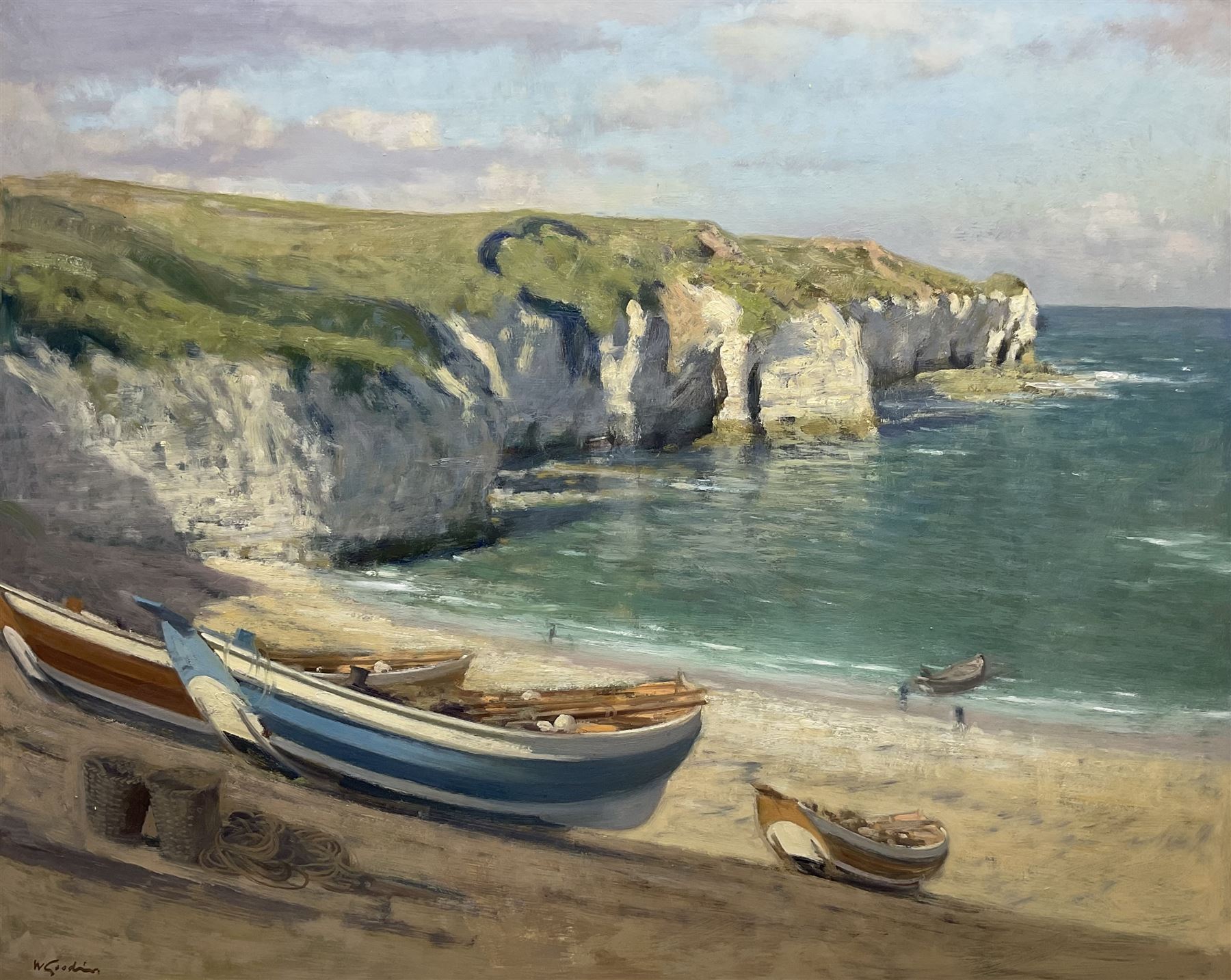 Walter Goodin (British 1907-1992): North Landing Flamborough, oil on board signed 60cm x 74.5cm