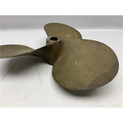 Bronze three-blade propeller marked Thornycroft T7539 and 15 3/4